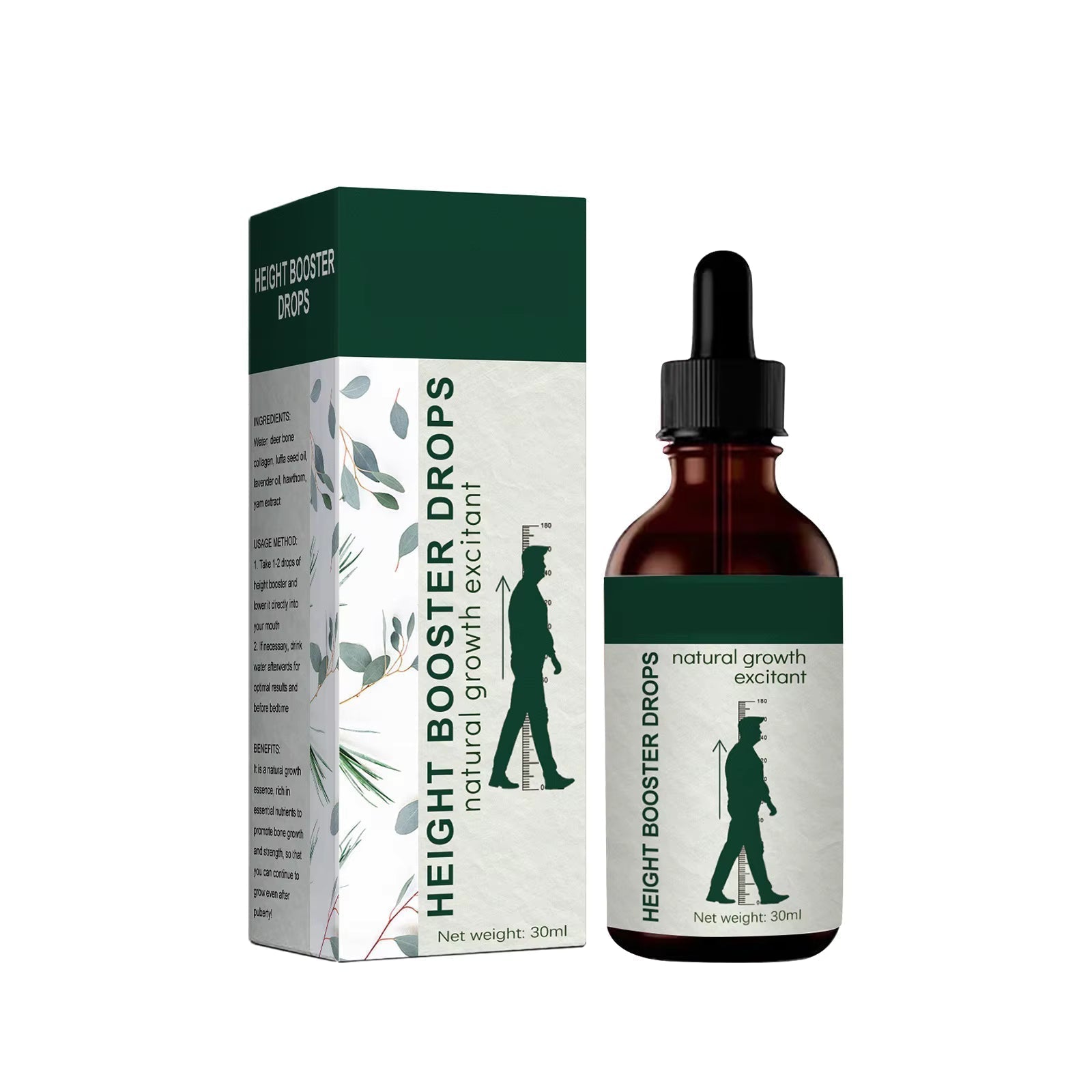 Height Booster Drops (30 ml) – Natural Growth Support Liquid Supplement | Bone Strength & Height Development for Kids & Teens